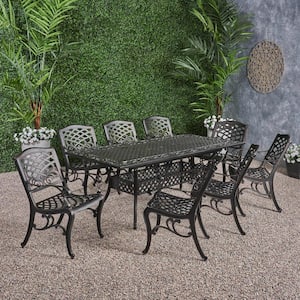 Phoenix Shiny Copper 9-Piece Aluminum Rectangular Outdoor Dining Set with Expandable Table