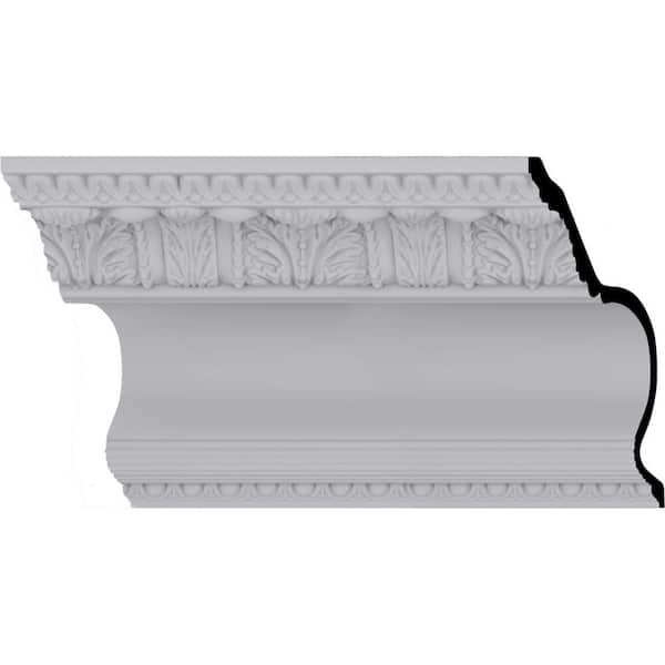 Ekena Millwork 10-1/2 in. x 13 in. x 94-1/2 in. Polyurethane Egg and Dart Acanthus Crown Moulding