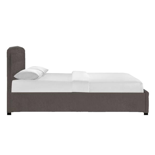 HomeRoots Amelia Gray Mink Fabric Queen Bed with Storage