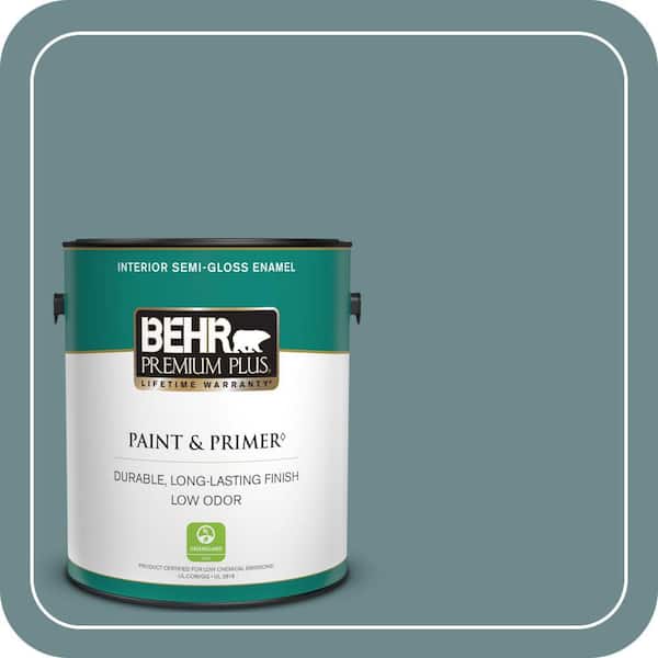 BEHR PREMIUM PLUS 1 gal. #PPU13-06 Polaris Blue Semi-Gloss Enamel Low Odor Interior Paint & Primer