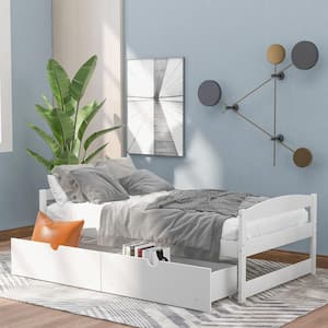 White Twin Size Platform Bed with 2-Drawers