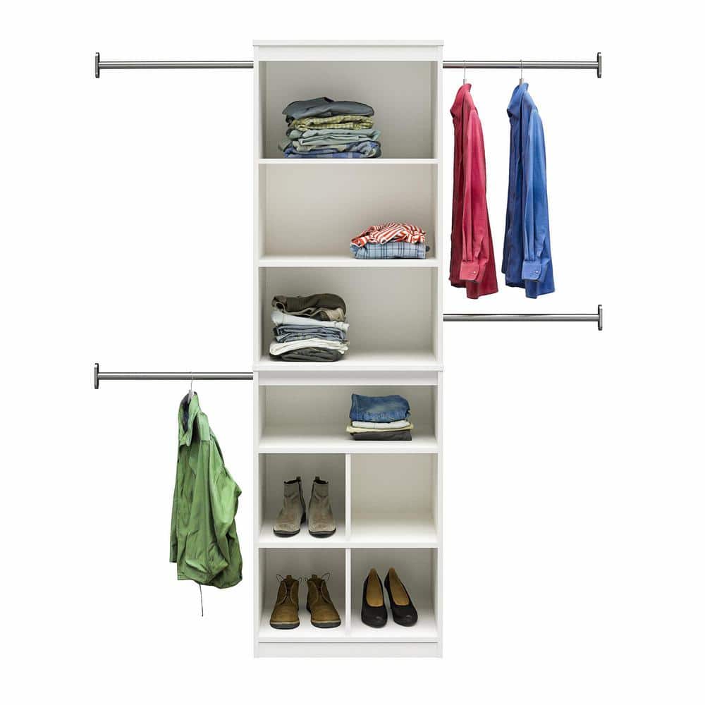White Laminated Particleboard Closet Storage System with Adjustable Rods