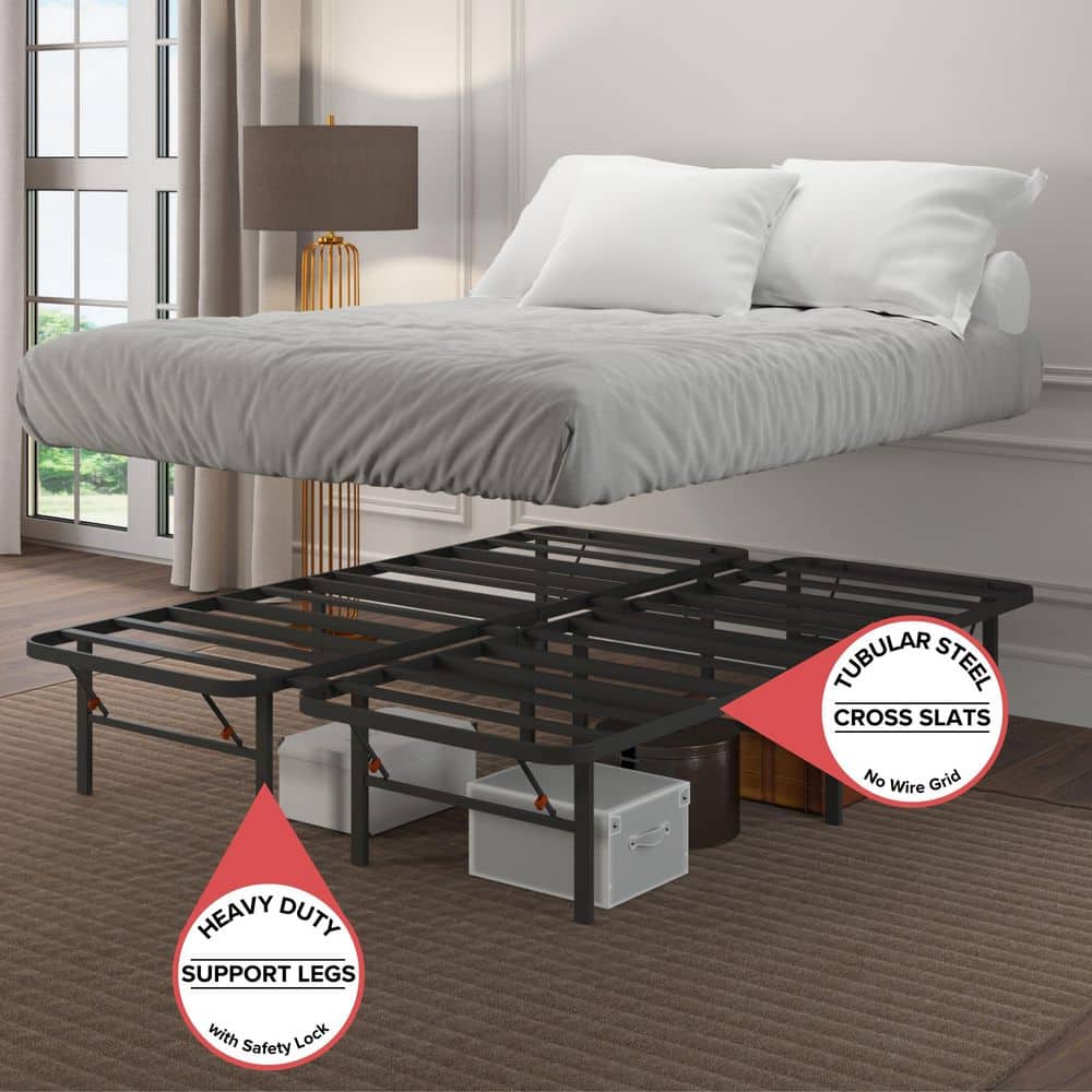 Twin Black Metal Platform Bed Frame with Storage