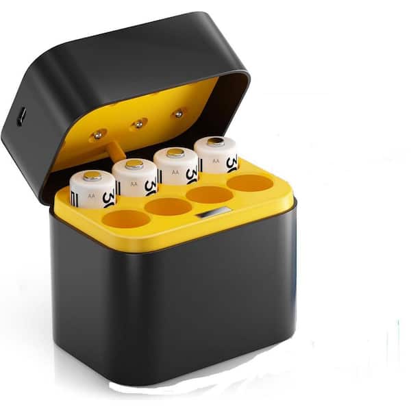 Aoibox Fast Charger AA Batteries Lithium 8-Pack with 3000mWh High Capacity, Black