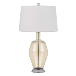 29 in. Orange Metal Table Lamp with White Drum Shade