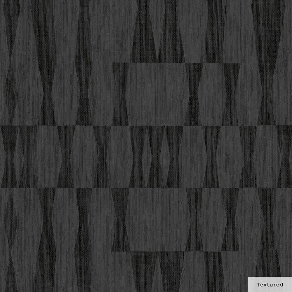 Carbon Textured Grasscloth Geo Peel and Stick Wallpaper