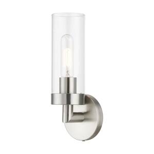Ludlow 1-Light Brushed Nickel ADA Wall Sconce with Clear Glass