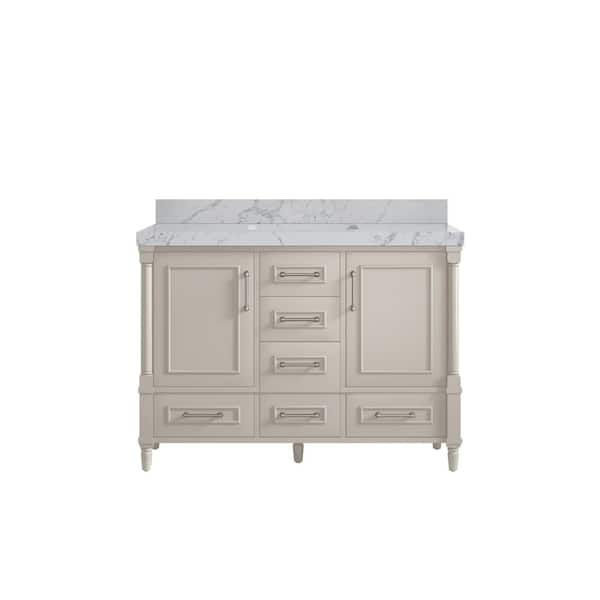 Willow Collections Hudson 48 in. W x 22 in. D x 36 in. H Single Sink Bath Vanity in Fine Grain with 2 in. Venatino Quartz Top