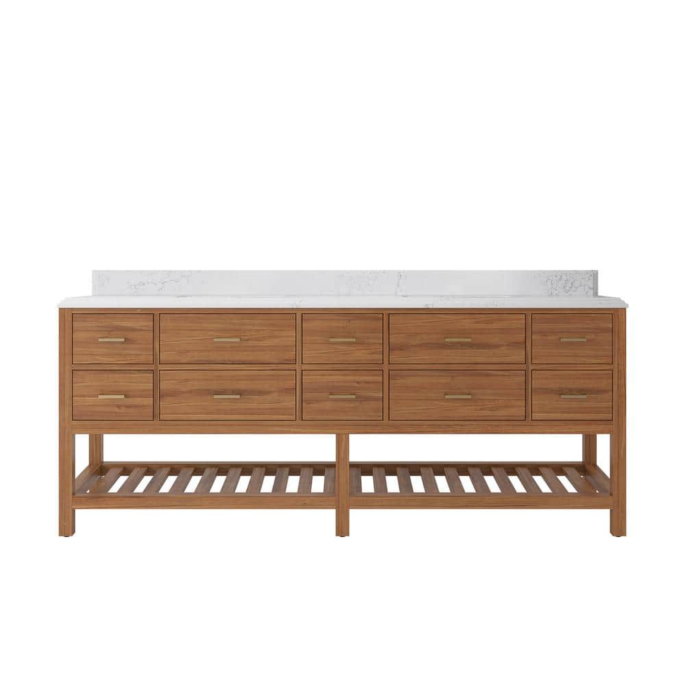 Parker Teak 84 in. W x 22 in. D x 36 in. H Double Sink Bath Vanity in Golden Teak with 1.5 in. Empira Regular Top price history on PriceWatchPro