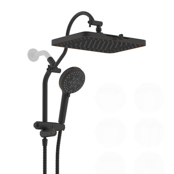 Easy Reach High Pressure 10-spray 13 in. Wall Mount Dual Fixed and Handheld Shower Head 1. 8GPM in Oil Rubbed Bronze