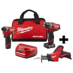 M12 FUEL 12-Volt Li-Ion Brushless Cordless Hammer Drill and Impact Driver Combo Kit (2-Tool) with M12 HACKZALL