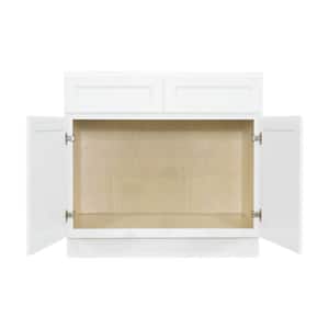 LaPort Assembled 42x34.5x24 in. Sink Base Cabinet with 2 Doors and 2 Decoration Drawer Faces in Classic White