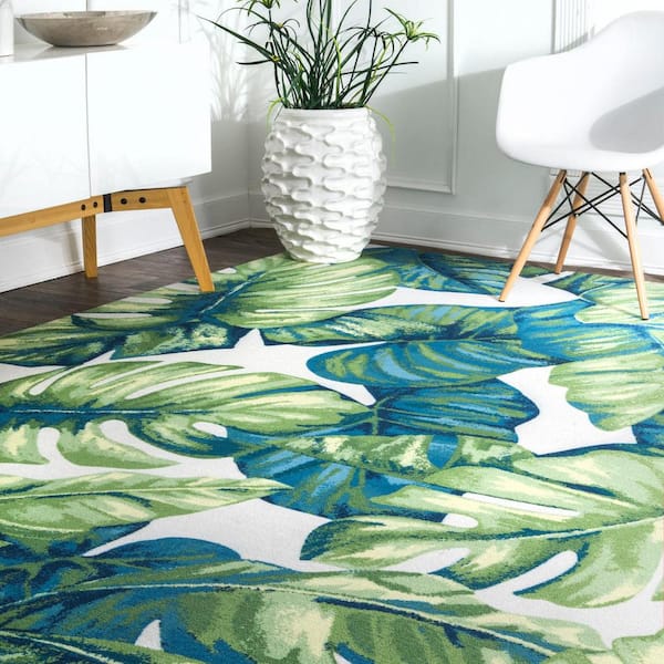 Contemporary Floral Lisa Multi 6 ft. x 6 ft. Indoor/Outdoor Patio Square Area Rug
