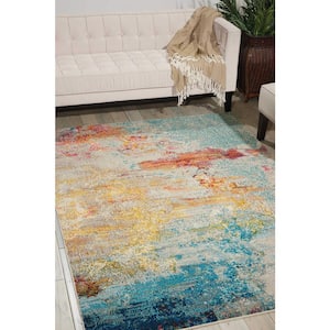Celestial Sealife Multicolor 2 ft. x 4 ft. Abstract Modern Area Rug