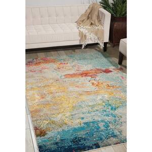 Celestial Sealife Multicolor 7 ft. x 10 ft. Abstract Modern Area Rug