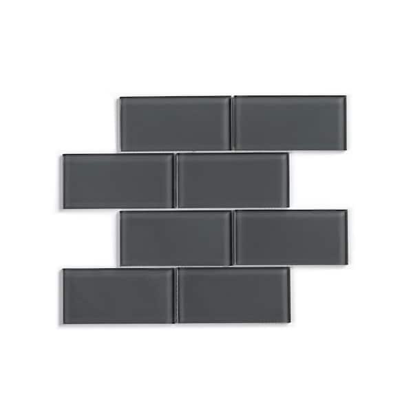 NewAge Products 14.7 in. x 11.7 in. Dark Glass Subway Tile Backsplash (11 sq. ft. / Pack)