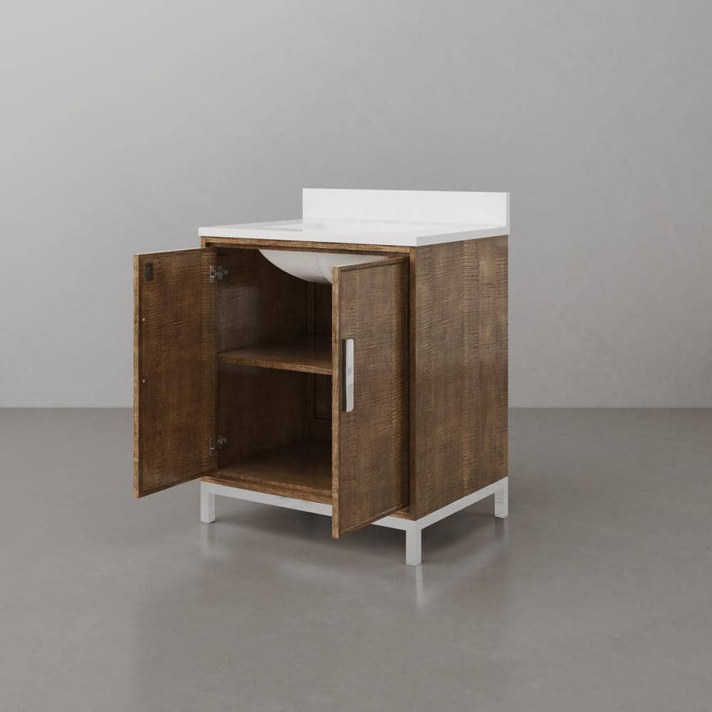 Westin 30" Lustrous Walnut Freestanding Bathroom Vanity with Quartz Top