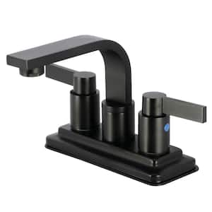 NuvoFusion 4 in. Centerset 2-Handle Bathroom Faucet with Push Pop-Up in Matte Black