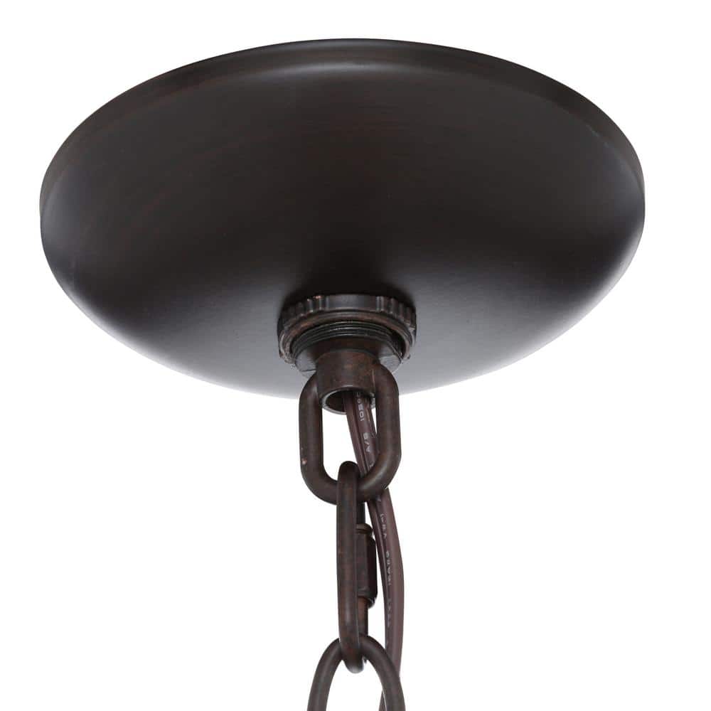 Rubbed Bronze 19" Transitional Mini Chandelier with Tea Stone Glass