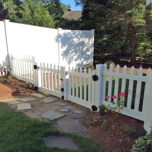 Plymouth 6 ft. W x 4 ft. H White Vinyl Picket Fence Double Gate Kit Includes Gate Hardware