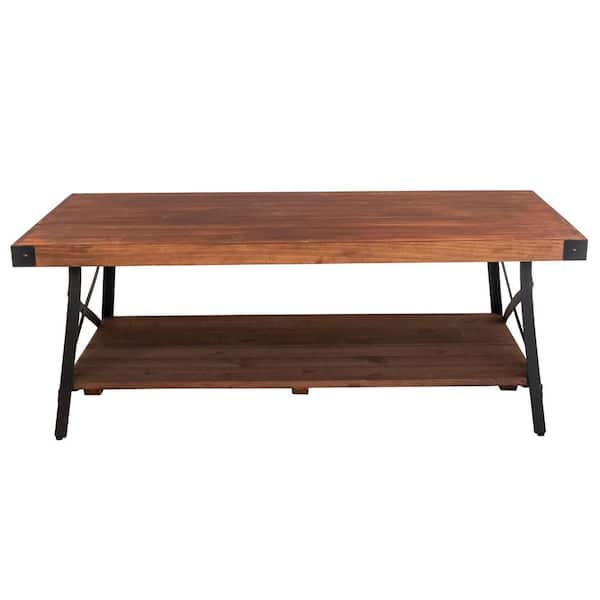 Siavonce 48 in. Brown Rectangle Solid Wood Coffee Table with Storage Space