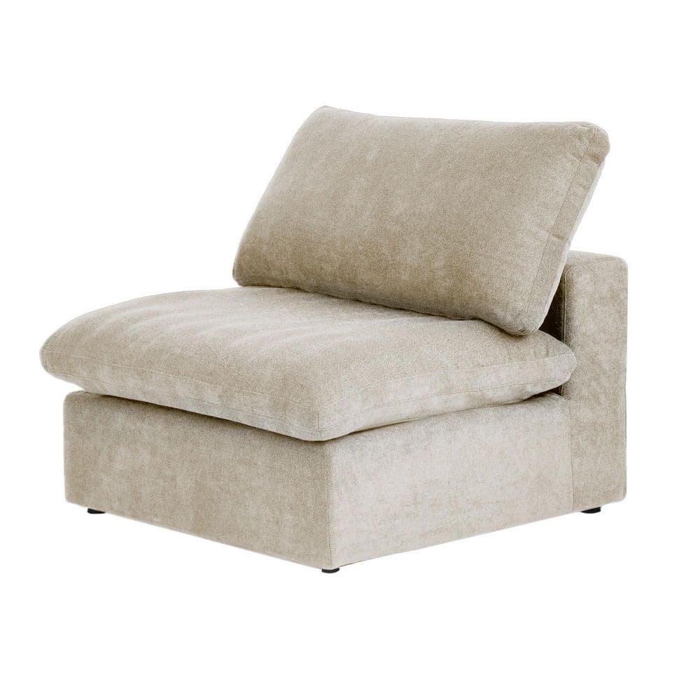39.3 in. Armless 1-Seat Linen Rectangle Sectional Sofa Cloud Couch in. Khaki