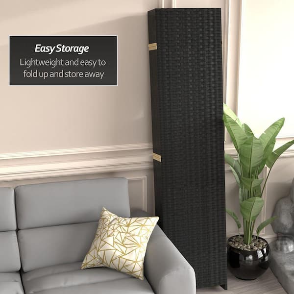 RED LANTERN 7 ft. Black 8-Panel Room Divider SS7FIBER-BLK-8P - The