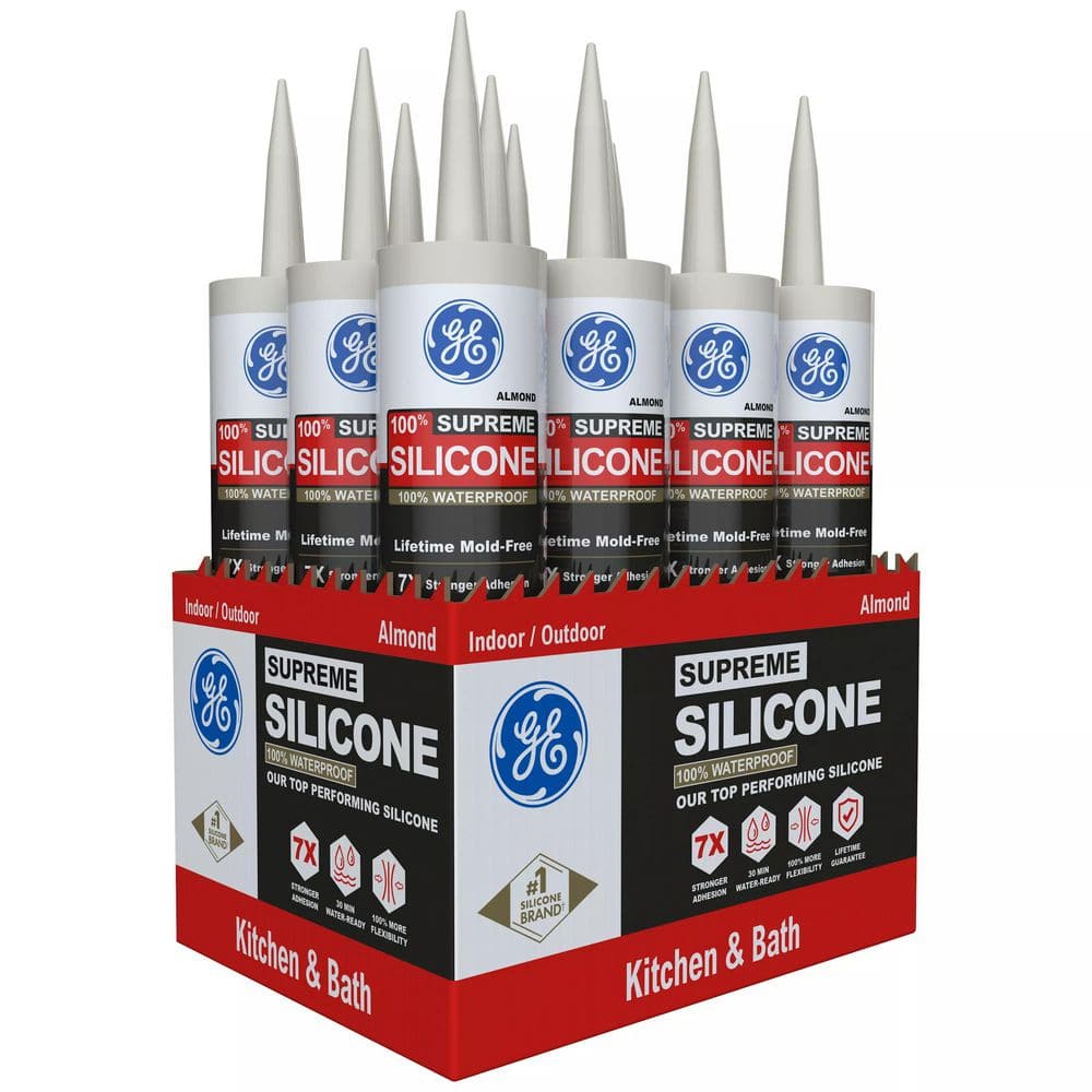 Supreme Silicone Caulk 10.1 oz. Kitchen and Bath Sealant Almond (12-Pack)