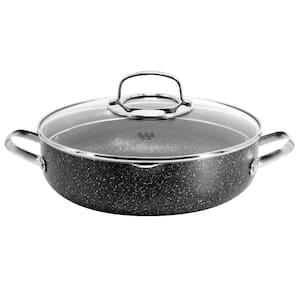 Galaksi Non Stick 10 in. 3.5 l Low Casserole with Lid in Black