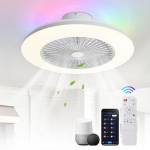 22 in. Smart Round RGB Color Selectable LED White Flush Mount with Remote Control