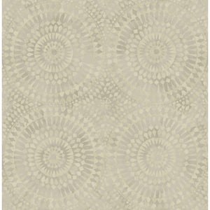 Glisten Circles Metallic Light Silver and Cream Faux Paper Strippable Roll (Covers 56.05 sq. ft.)