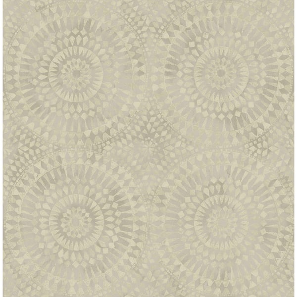 Seabrook Designs Glisten Circles Metallic Light Silver and Cream Faux Paper Strippable Roll (Covers 56.05 sq. ft.)