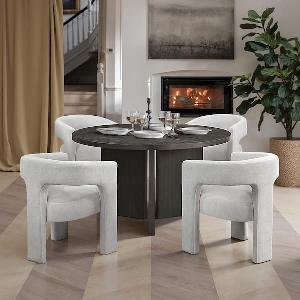 Emilia Ebony Finish Wood Top 54 Dia in. Dining Round Table, Seats 4