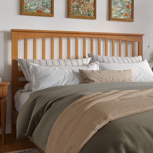 Mission Light Toffee Natural Bronze Solid Wood King Headboard with Attachable Charger