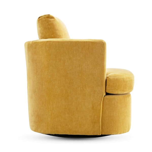 32 in. W Mustard Chenille Swivel Accent Barrel Chair Upholstered Armchair Comfy Sofa Chair 360°Club Chair