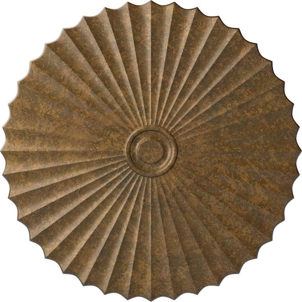 Ekena Millwork 2 in. x 47-5/8 in. x 47-5/8 in. Polyurethane Shakuras Ceiling Medallion, Rubbed Bronze