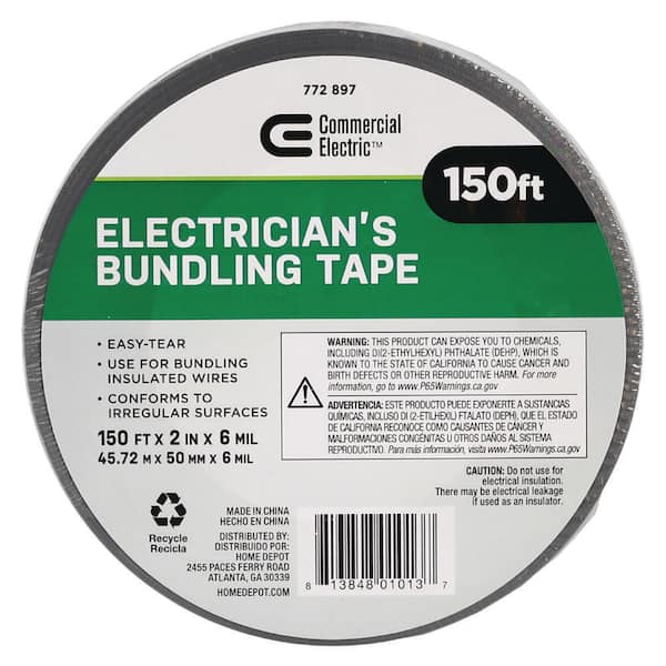 2 in. x 150 ft. Vinyl Bundling Electrical Tape Gray