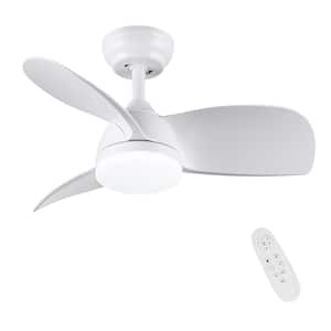 28 in. White ABS Blade Intergrated LED Indoor Ceiling Fan Lighting With Remote