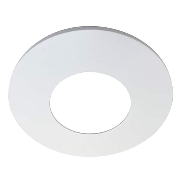 JBD 4 in. Round Flat Designer Trim in Paintable Matte White