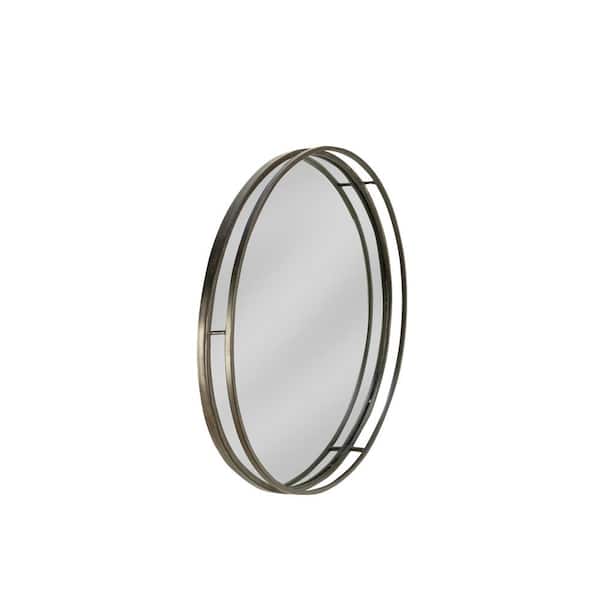TRIPAR INTERNATIONAL, INC. 31.5 in. x 31.5 in. Contemporary Round Framed Brown Wall Accent Mirror