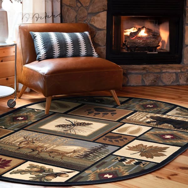 Nature Lodge Multi-Color 5 ft. x 8ft. Oval Indoor Area Rug
