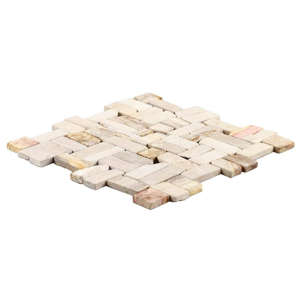 Antique Brown Petrified Wood Mosaic Tile for Indoor and Outdoor
