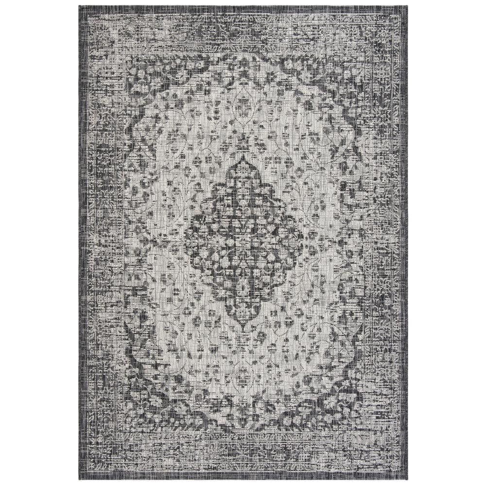Courtyard Black/Gray 9 ft. x 12 ft. Medallion Border Indoor/Outdoor Area Rug price history on PriceWatchPro