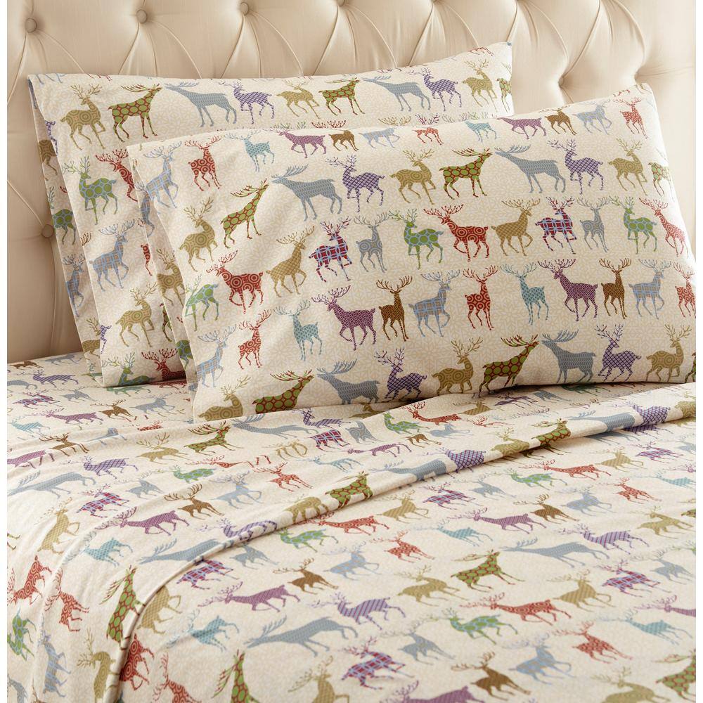 Micro Flannel 3 Piece Colorful Deer, Deer Twin Bedding