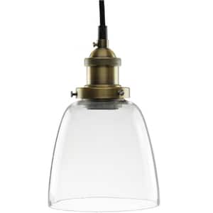 1-Light Copper Bronze Vintage Style Medium E26 Base 71 in. Woven Cord Island Pendant with Acrylic Dome Shade
