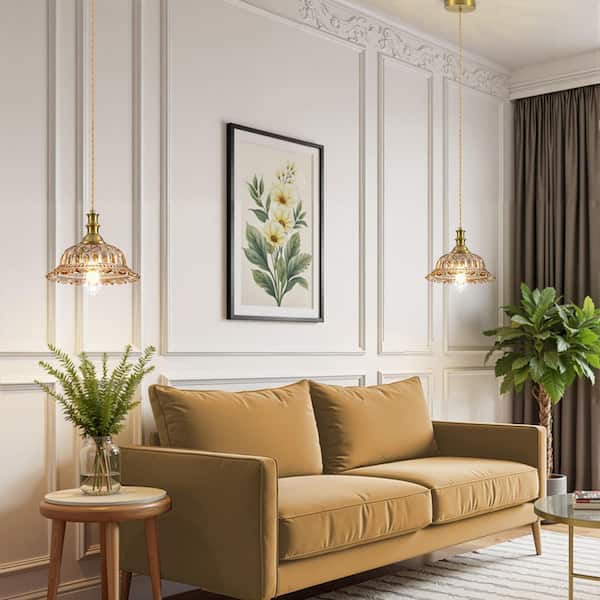 Merbotin RayHome 9.84in. 1-Light Vintage Gold Hanging Pendant