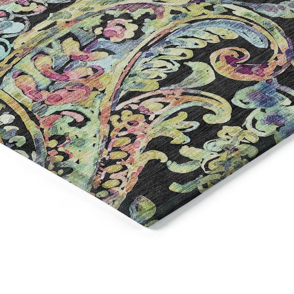 Chantille Machine Washable Indoor/Outdoor Abstract ACN834 Black 2 ft. 3 in. x 7 ft. 6 in. Area Rug