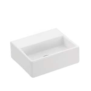 Quattro 30 Wall Mount / Vessel Bathroom Sink in Ceramic White without Faucet Hole