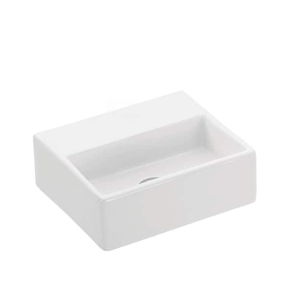 WS Bath Collections Quattro 30 Wall Mount / Vessel Bathroom Sink in Ceramic White without Faucet Hole