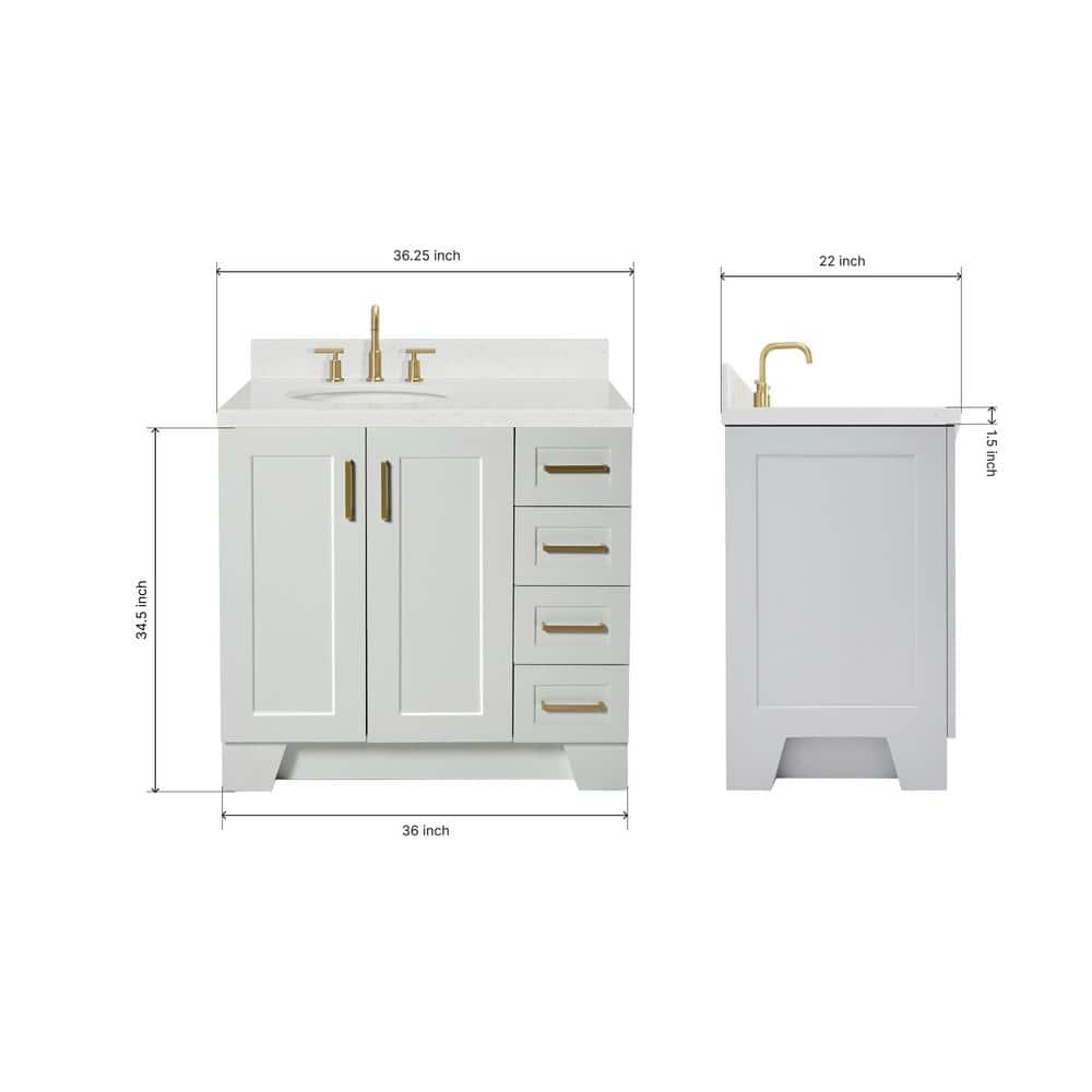 Taylor 36'' Gray Freestanding Single Vanity with Gold Hardware